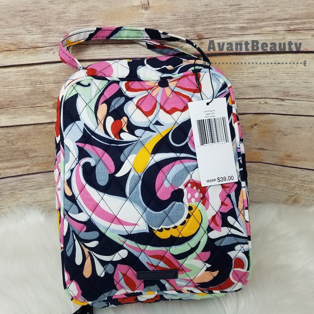 Vera Bradley Set Essential Backpack Mod Paisley Pink Cotton Bookbag Lunch Bunch - Picture 5 of 16
